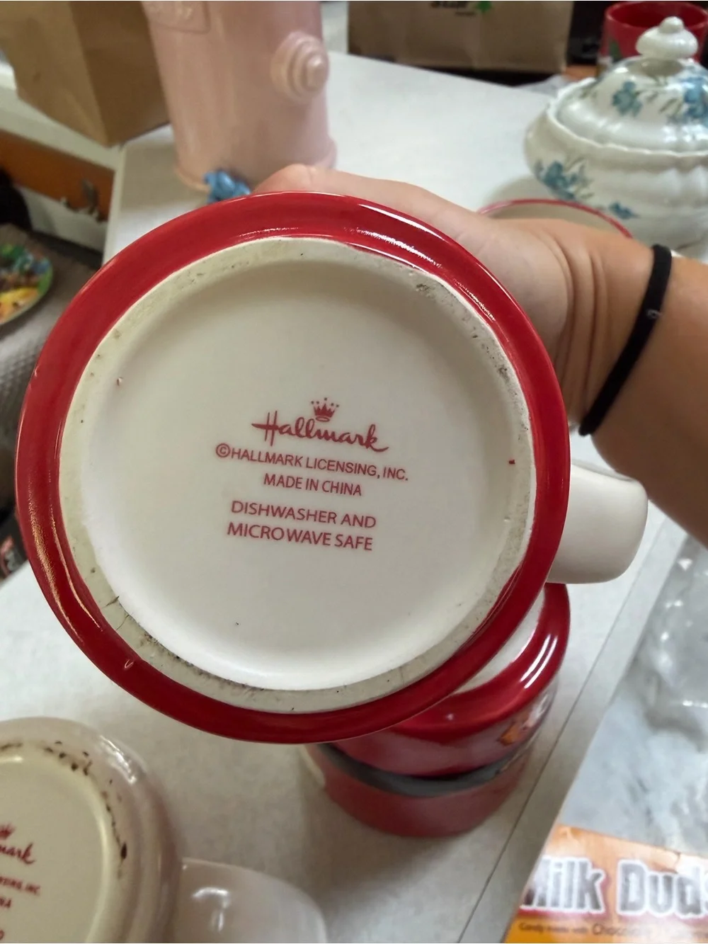 Hallmark Red and White Santa Stackable Ceramic Mugs Set